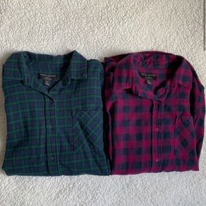 Lot of 2 Boyfriend Fit Flannels - Banana Republic